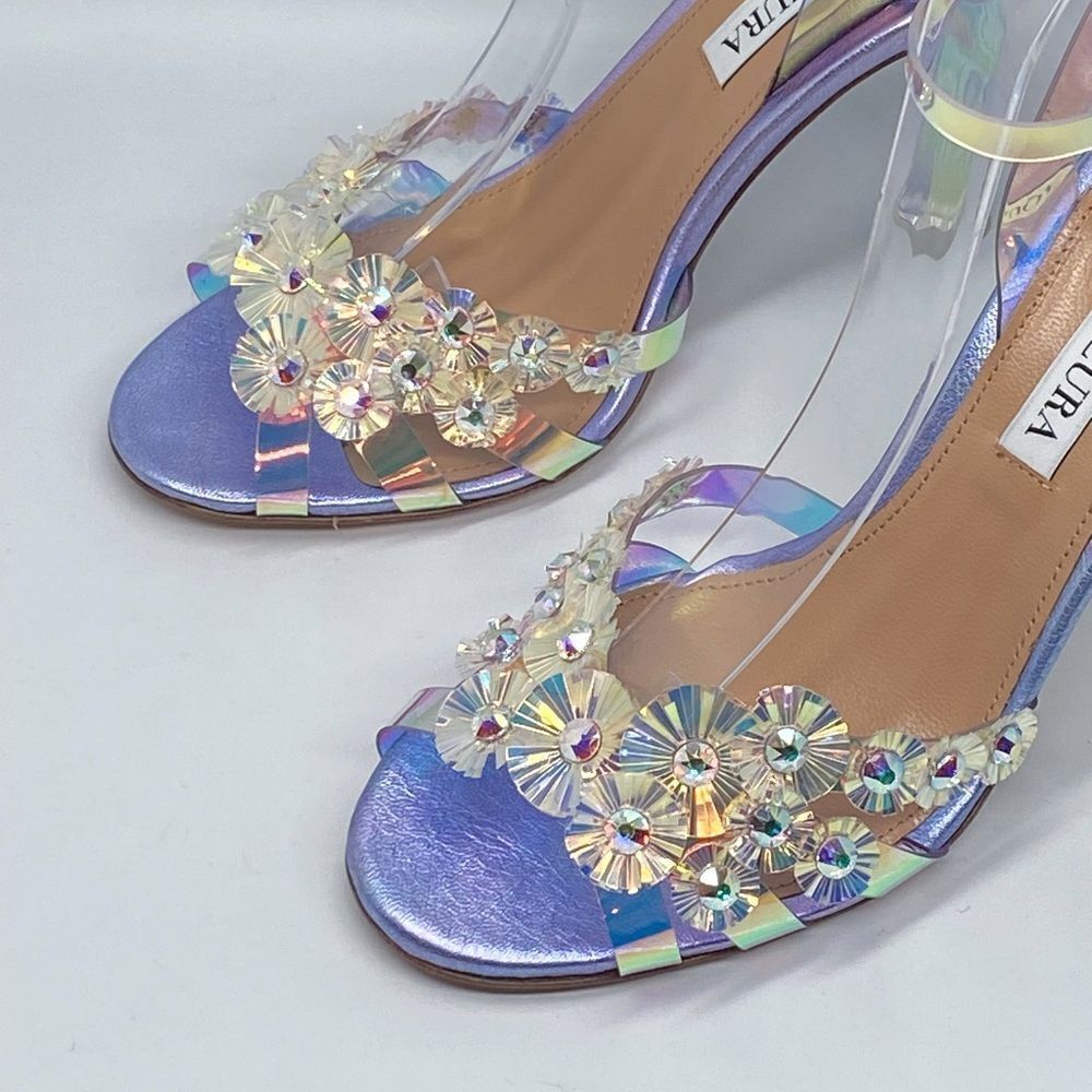 Aquazzura Meteorite PVC Embellished Ankle-Strap Sandals size 36 - Picture 5 of 15